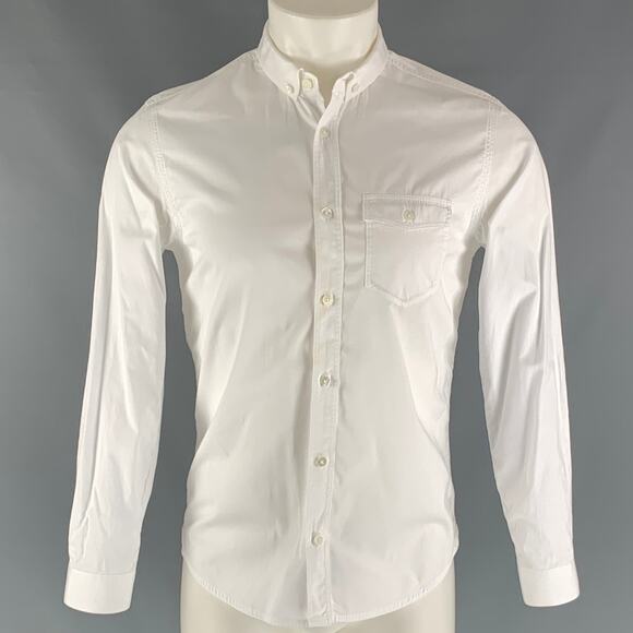 BURBERRY PRORSUM Size 38 White Solid Cotton One pocket Long Sleeve Shirt - Picture 1 of 6